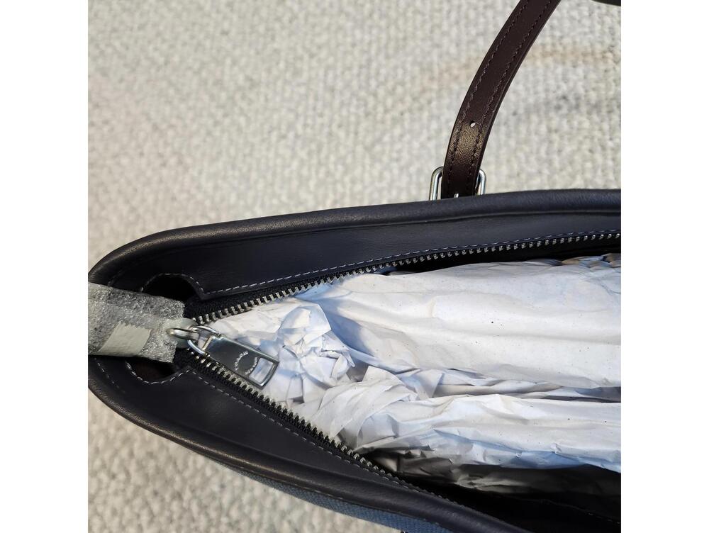 Coach City Tote Navy Blue Canvas Bag Leather Handles New Without Tags - Picture 10 of 12